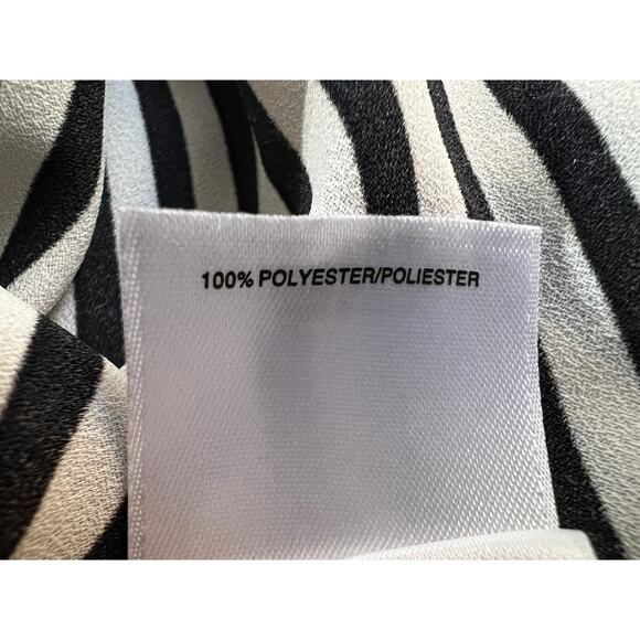 ANNE KLEIN TOP WOMENS XLARGE PRINTED SLIT-CUFF BUTTON-UP BLOUSE BLACK WHITE NEW - Picture 13 of 14